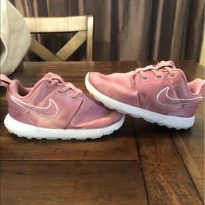 Pink satin like toddler nikes